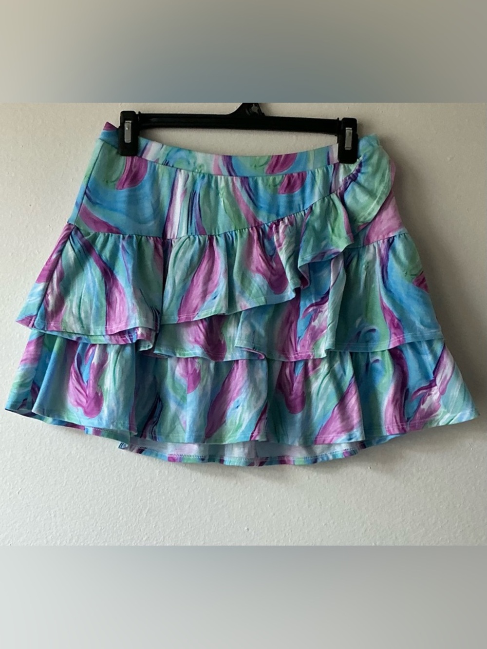Justice Ruffled Skort - Blue & Purple Marble Swirl Print (Size 18/20)